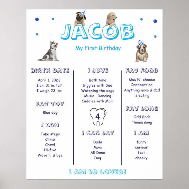 Dog Birthday Milestone Poster (Front)