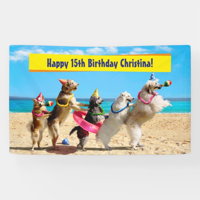 Dog Birthday Party Conga Line Banner (Horizontal)