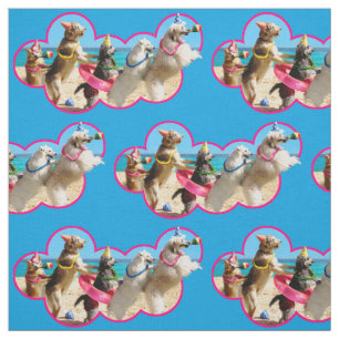 Dog Birthday Party Conga Line Fabric
