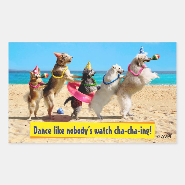 Dog Birthday Party Conga Line Rectangular Sticker (Front)