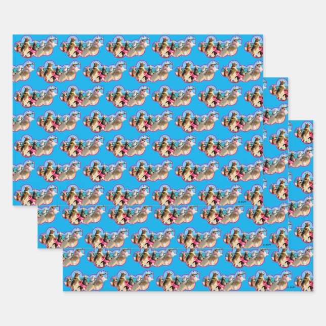 Dog Birthday Party Conga Line Wrapping Paper Sheet (Set)
