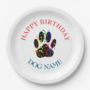 Dog Birthday Party Custom White Paper Plate