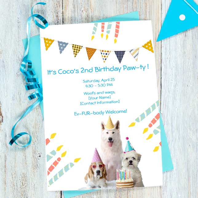 Dog Birthday Party For boy Puppy Invitation (Creator Uploaded)