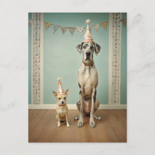 Dog Birthday Party Portrait Duo Postcard