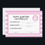 Dog Birthday Party | Puppy Adoption Certificate<br><div class="desc">This "puppy adoption certificate" is for your child's dog theme birthday party! It's been a recent trend to have a faux adoption centre set up where kids can take home stuffed animals! This will be a fun "official" certificate to give out at your faux adoption centre. It lets the child...</div>