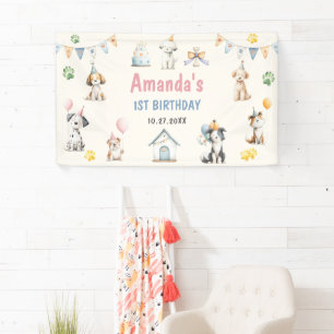 Dog Birthday Party Puppy Pawty Birthday Banner
