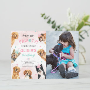 Dog Birthday Pawty Photo Invitation