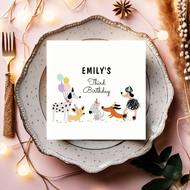 Dog Birthday Puppy Pawty Animals Pet Vet Modern Napkin (Creator Uploaded)