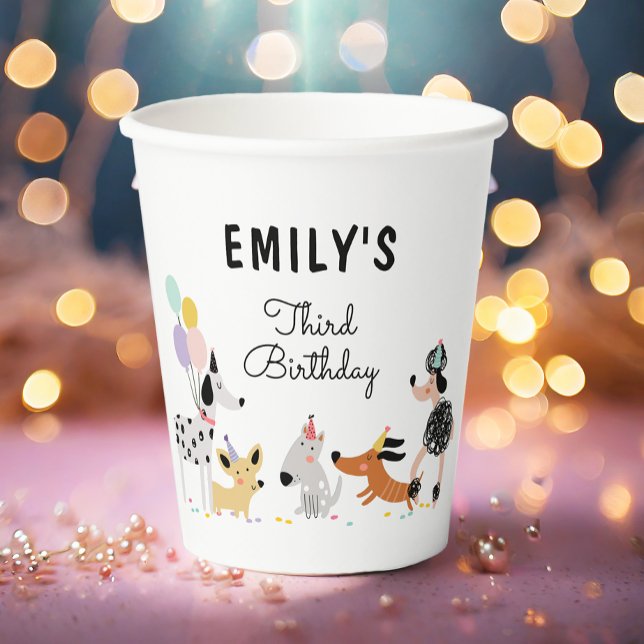Dog Birthday Puppy Pawty Animals Pet Vet Modern Paper Cups (Creator Uploaded)