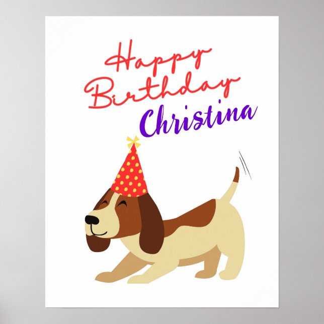 Dog Birthday Sign, Personalised Puppy Birthday Poster (Front)