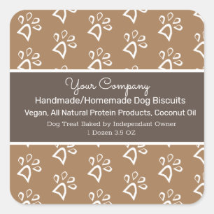Dog Biscuit Homemade Handmade Treat Paw Square Sticker
