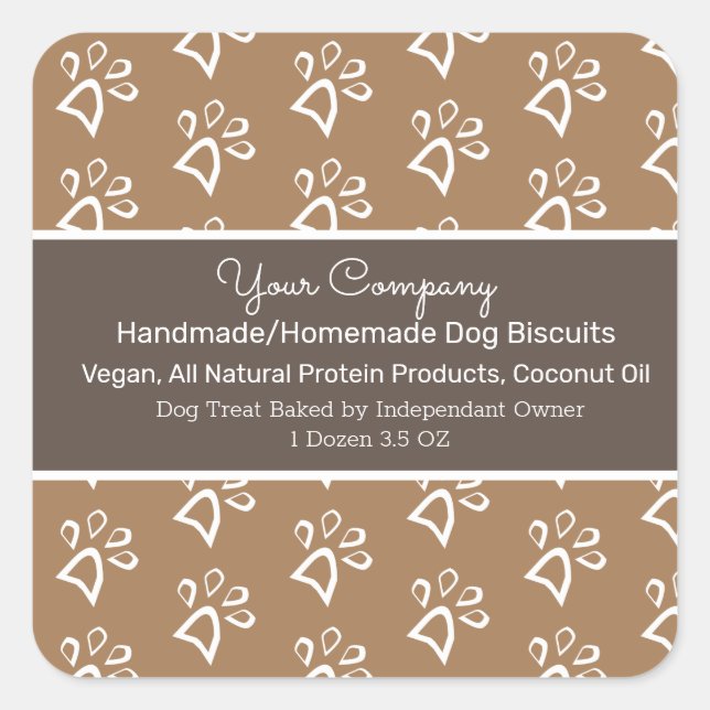 Dog Biscuit Homemade Handmade Treat  Paw Square Sticker (Front)