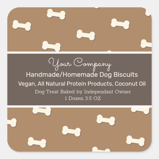 Dog Biscuit Homemade Handmade Treat Square Sticker (Front)