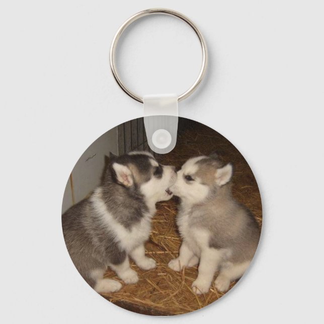 dog biting dogs mouth key ring (Front)