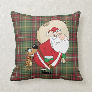 dog biting santa cushion