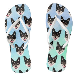 dog black blue ombre  thongs