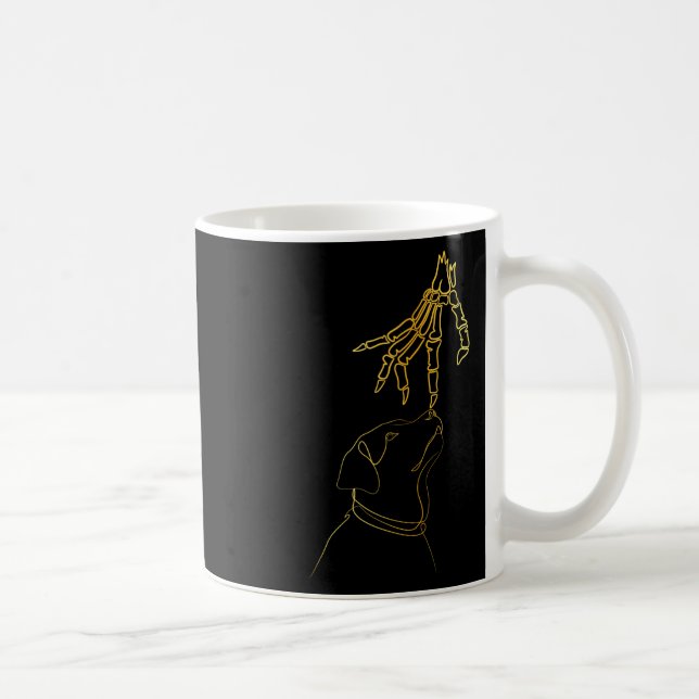 Dog Black Lover Skeleton Hand Funny Halloween  Coffee Mug (Right)