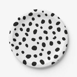 Dog Black Spot Dalmatian Birthday Paper Plate