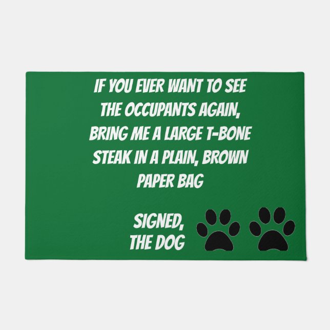 Dog Blackmail Green Doormat (Front)