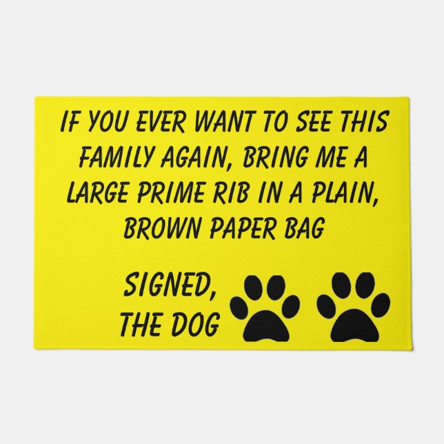 Dog Blackmail Yellow Doormat (Front)