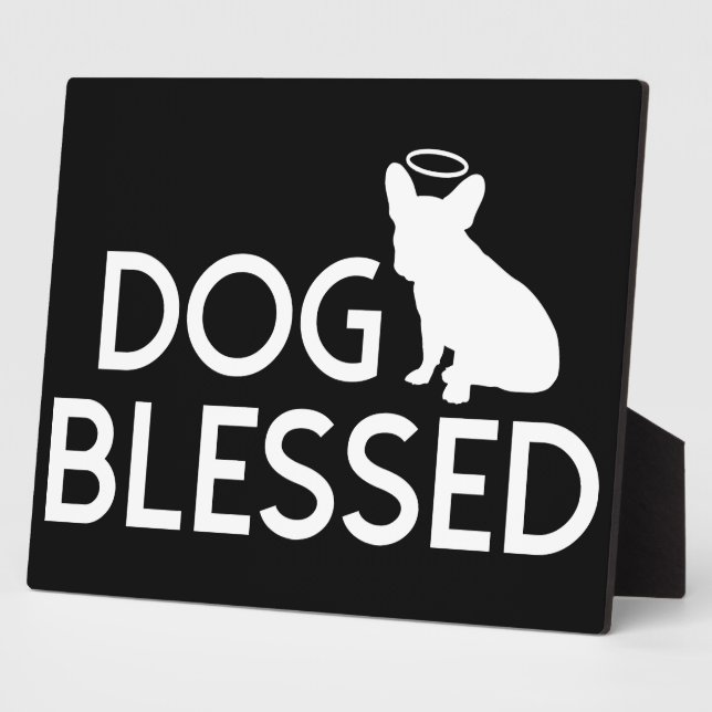 "Dog Blessed" French Bulldog Angel Plaque (Side)