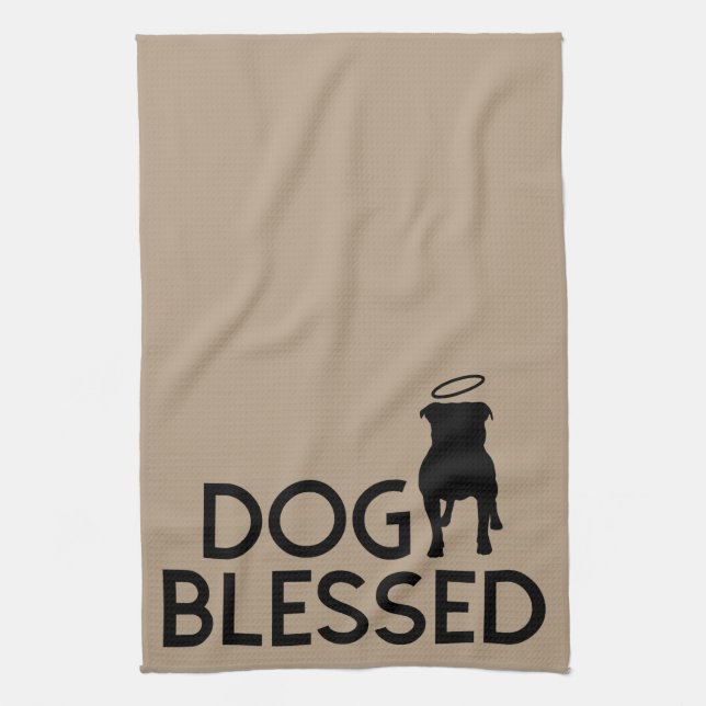 "Dog Blessed" Pit Bull Angel Kitchen Towels (Vertical)