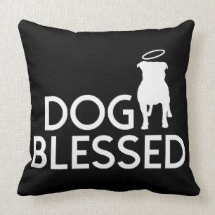 "Dog Blessed" Pit Bull Angel Throw Pillow