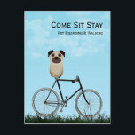 Dog Boarding, Walking, Sitting, Training Business Postcard<br><div class="desc">Market your dog boarding,  dog walking,  or dog training business with this adorable postcard featuring a cute pup sitting on a vintage bicycle.</div>