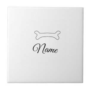 Dog bone add dog name photo custom personalised ceramic tile