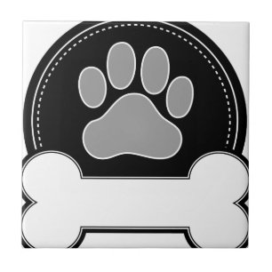 Dog Bone and Paw Ceramic Tile