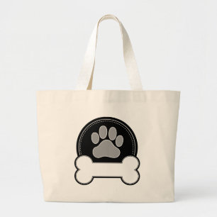 Dog Bone and Paw Large Tote Bag