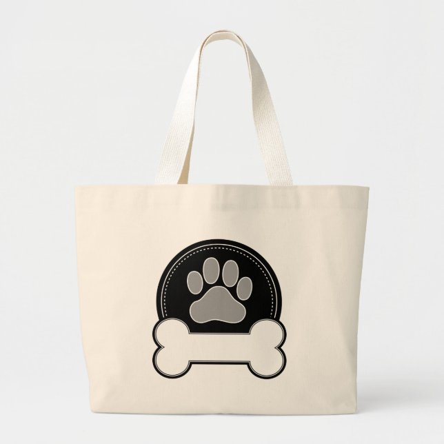 Dog Bone and Paw Large Tote Bag (Front)