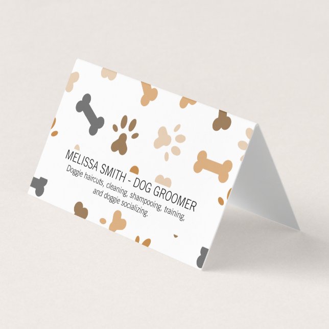 Dog Bone and Paw Prints Business Card (Front)