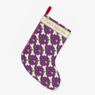 Dog Bone And Pawprint Small Christmas Stocking