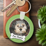 Dog Bone and Polka Dot Pet Photo Frame Key Ring<br><div class="desc">Add your favorite puppy picture and make a cute keepsake of the family pets.</div>