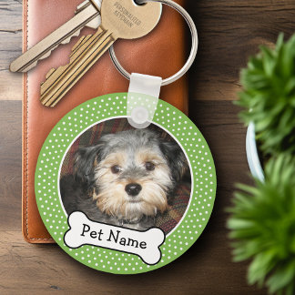 Dog Bone and Polka Dot Pet Photo Frame Key Ring