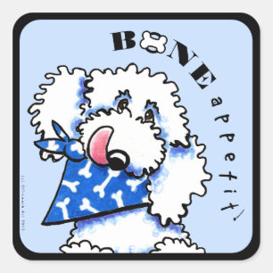 Dog Bone Appetit! Gourmet Pet Foods Steel Blue Square Sticker
