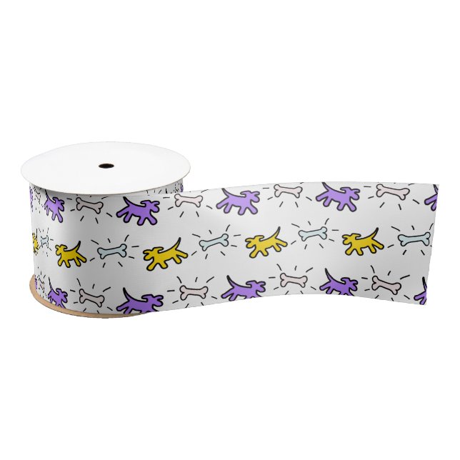 Dog Bone Graffiti Style Choose Colour Ribbon 2 Satin Ribbon (Spool)