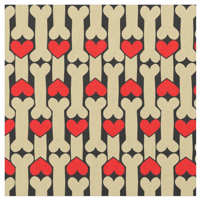 Dog Bone Hearts Fabric (Close Up)