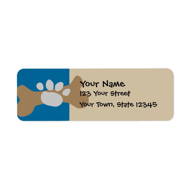 Dog Bone & Paw Print Return Address Label (Front)
