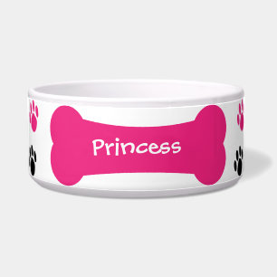 Dog Bone & Paw Prints Personalised Pet Dog Bowl