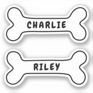 Dog bone personalised name stickers