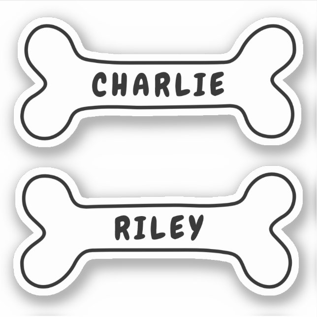 Dog bone personalised name stickers (Front)
