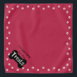 Dog Bone Pet Paw Cat Viva Magenta Treat Bandana<br><div class="desc">Style your pet with this adorable whimsical dog or cat bandanna.  The colour is Viva Magenta with white paw prints and cute honest quote "I'm Just Here For The Treats."  Other colours and sizes available in my Zazzle store.</div>