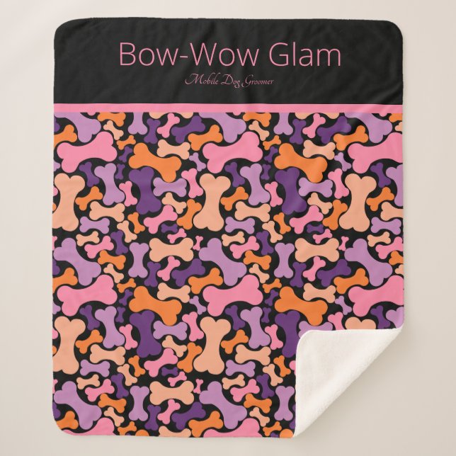 dog bone pet services fleece blanket (Front)