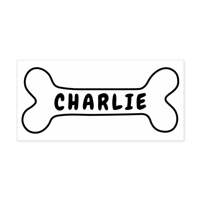 Dog bone with personalised name signature rubber stamp (Imprint)
