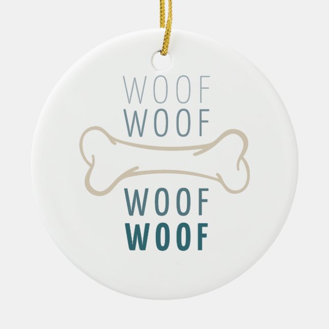 Dog Bone Woof Ceramic Ornament (Front)