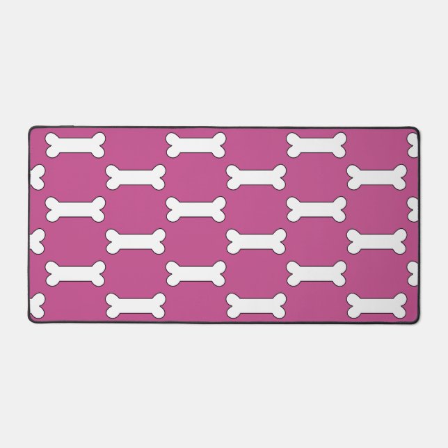Dog Bones Design Pattern Pink Background Desk Mat (Front)