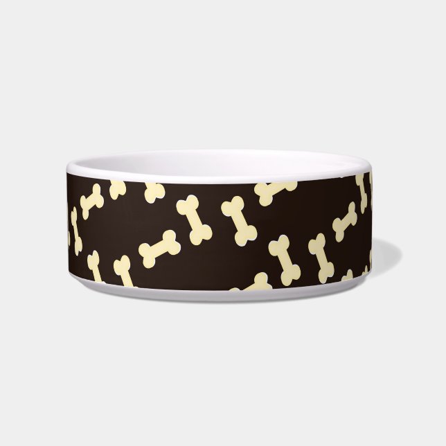 Dog bones on brown pattern bowl (Front)