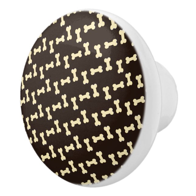 Dog bones on brown pattern ceramic knob (Right)